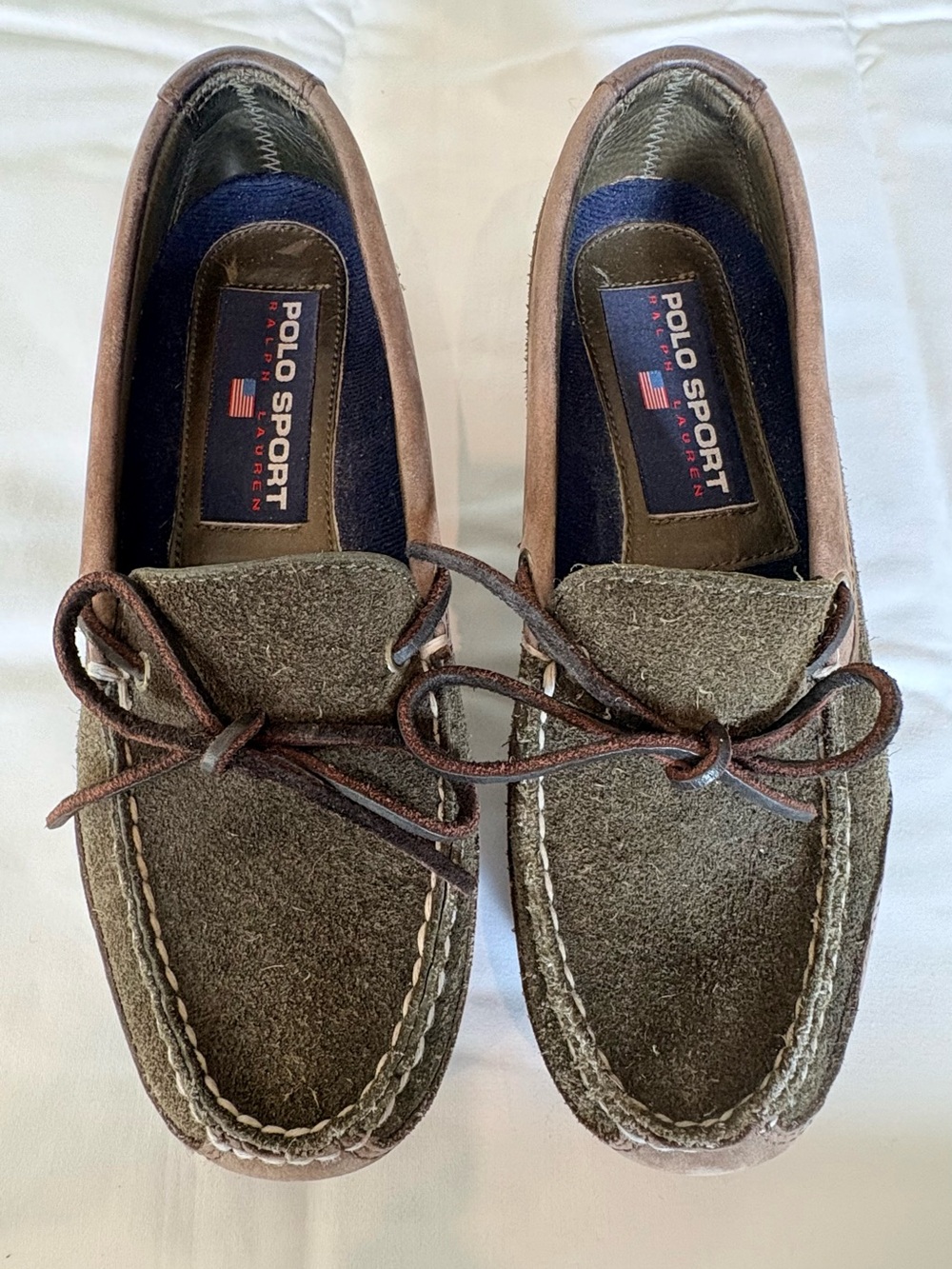 Polo by Ralph Lauren Olive Brown Suede Moccasin Loafers